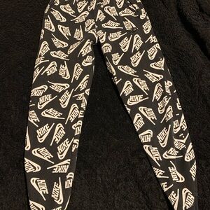 Nike Black Joggers with White All-Over Logo